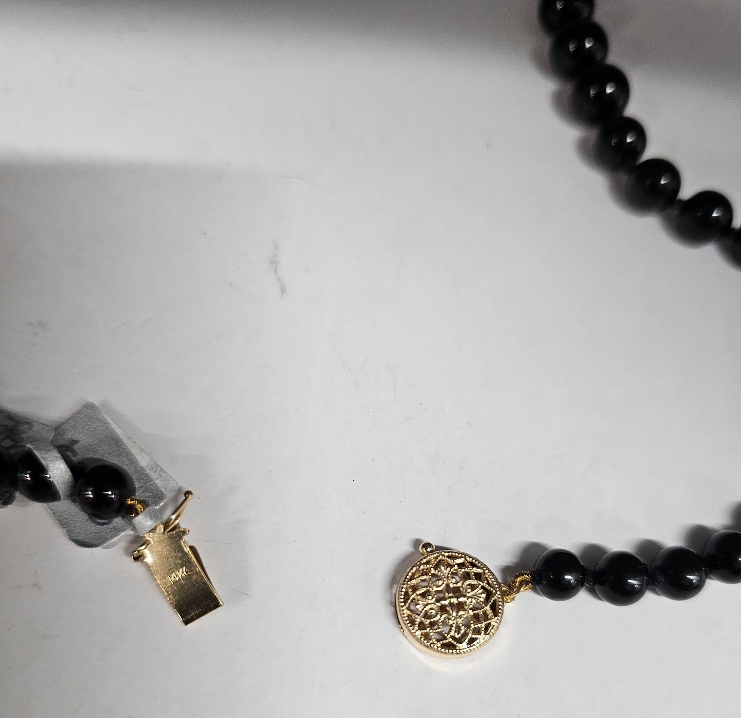 14k gold and black onyx bead necklace