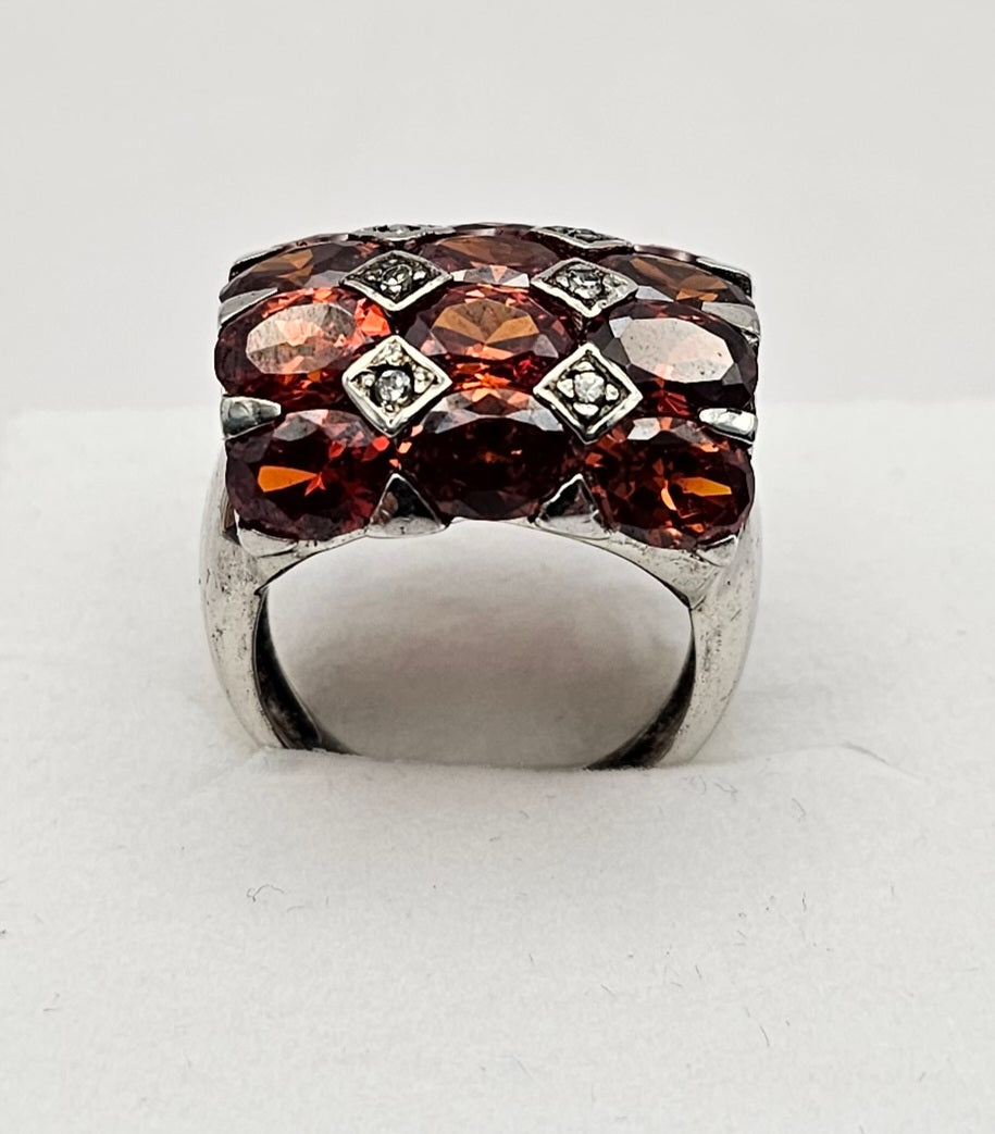 Red Garnet silver ring