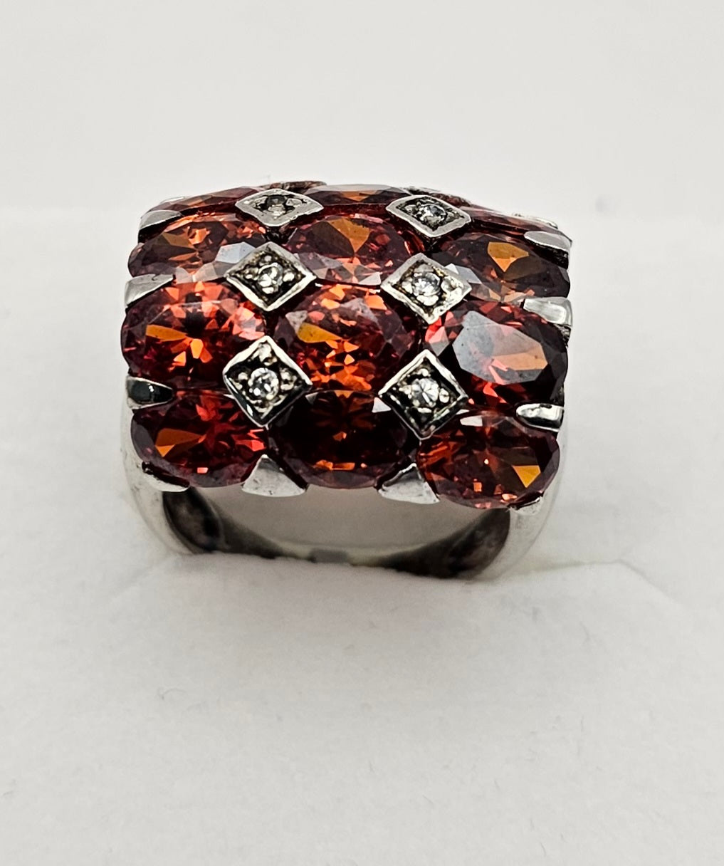 Red Garnet silver ring