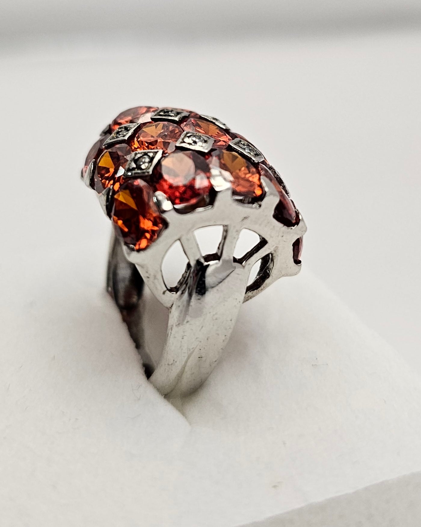 Red Garnet silver ring
