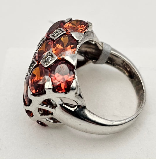 Red Garnet silver ring