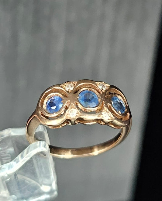 9 ct rose gold sapphire and diamond ring