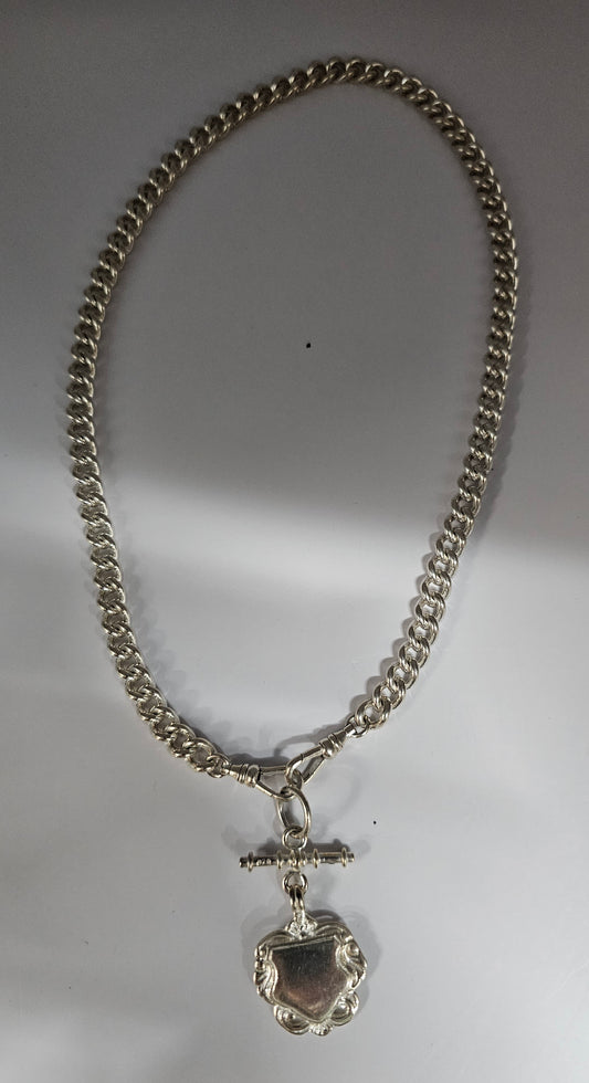 Silver  curbs chain  necklace