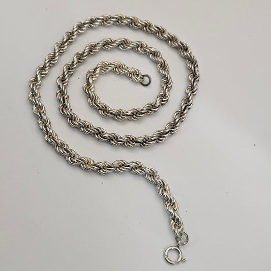 Twisted rope silver chain