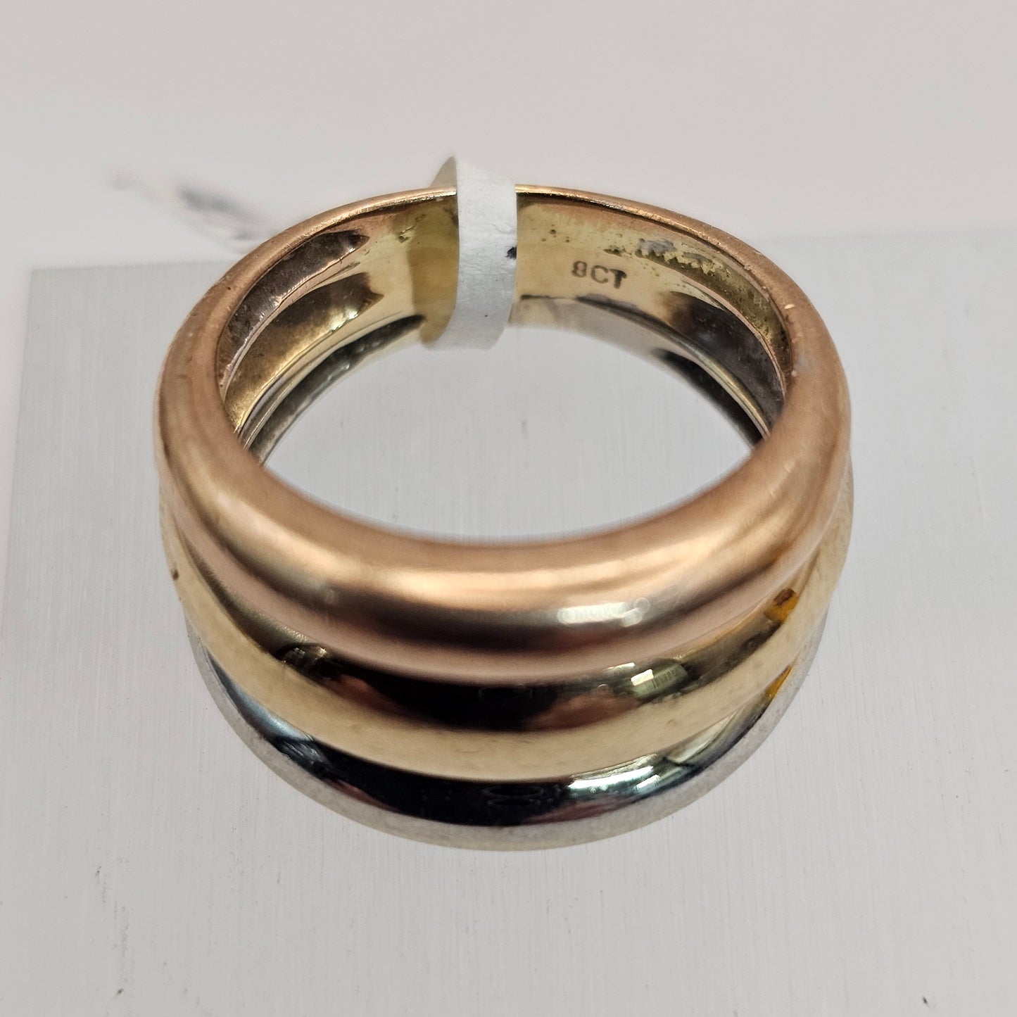 8ct tri-color gold ring