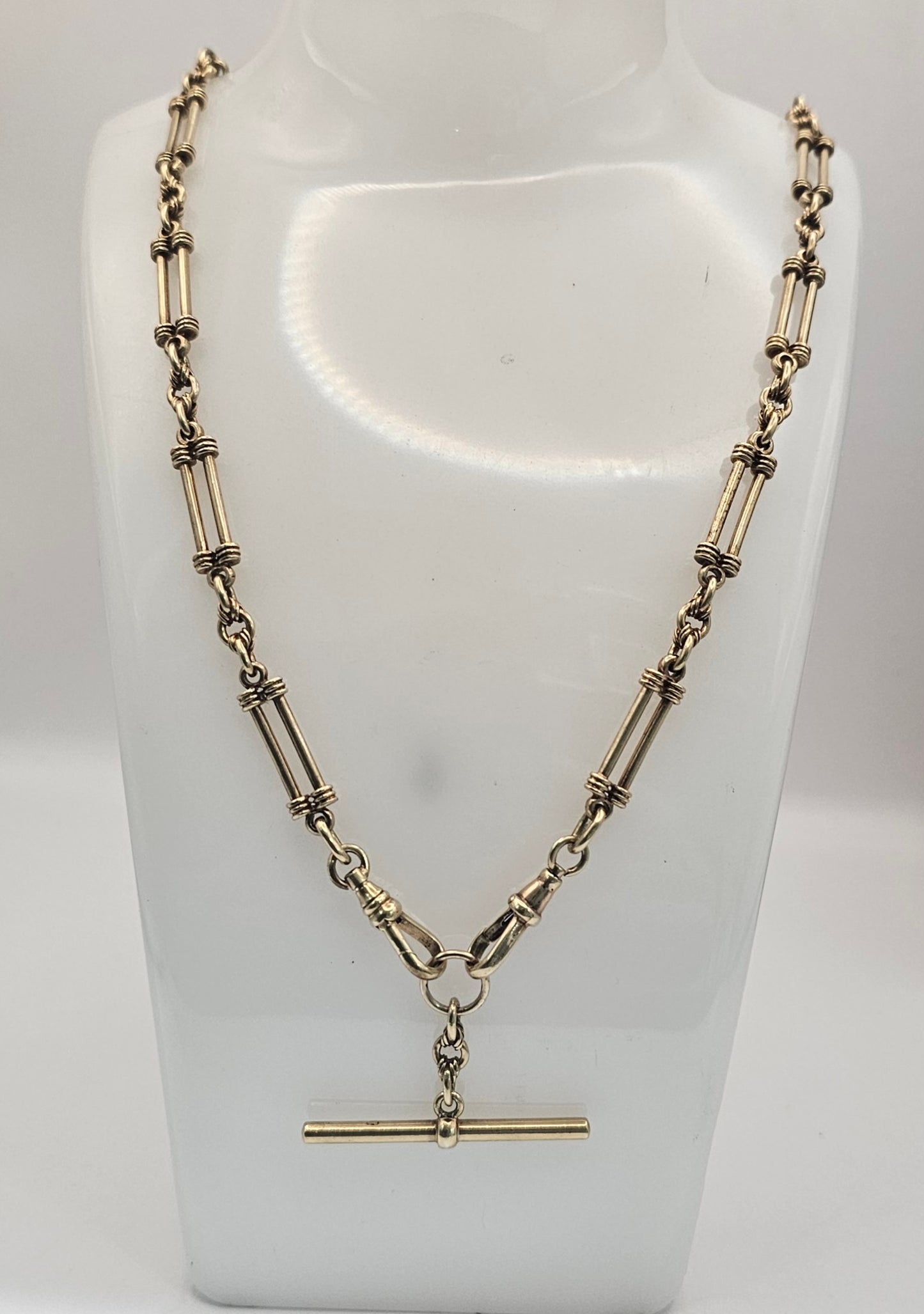 9 ct yellow gold vintage fob T-BAR chain