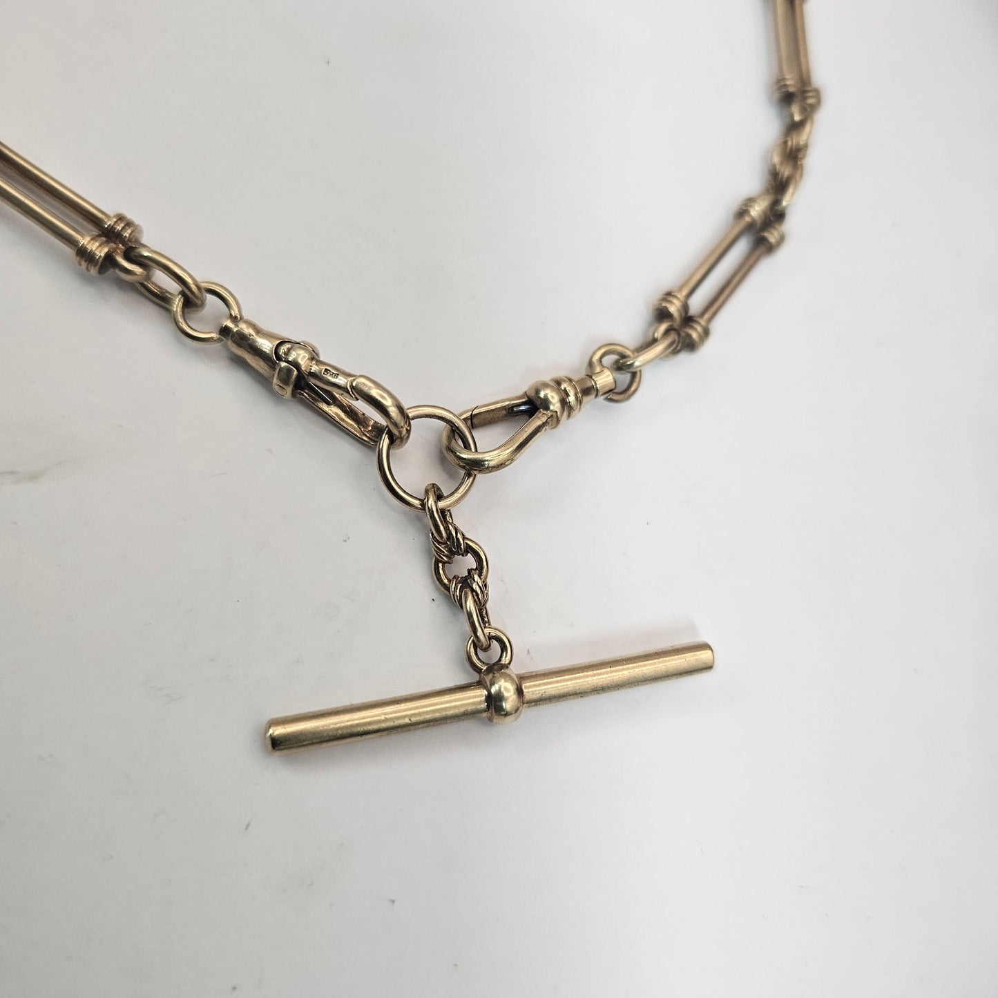 9 ct yellow gold vintage fob T-BAR chain