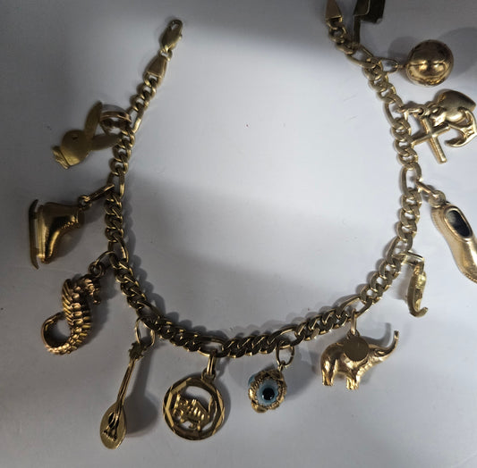 14ct yellow gold charms bracelet