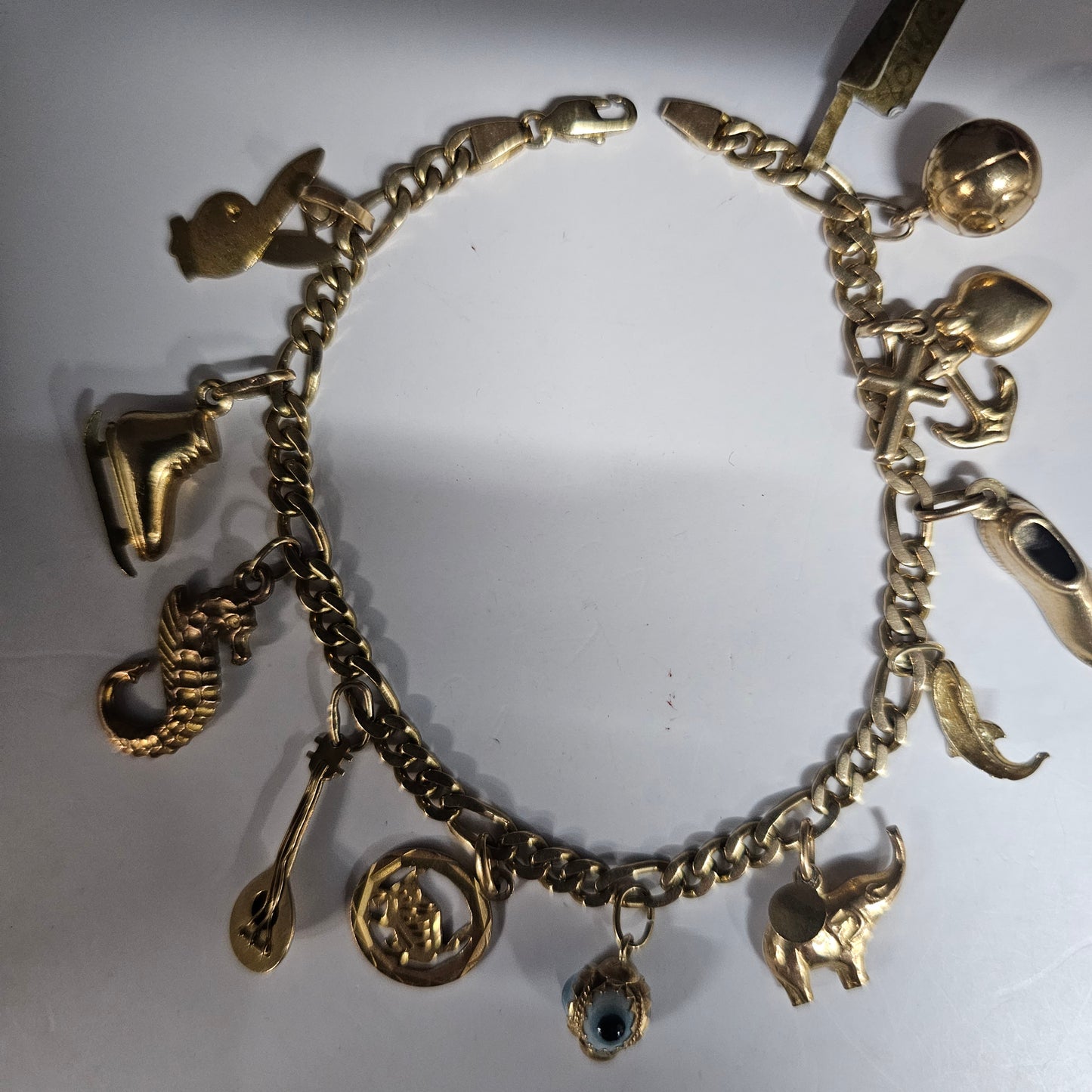 14ct yellow gold charms bracelet