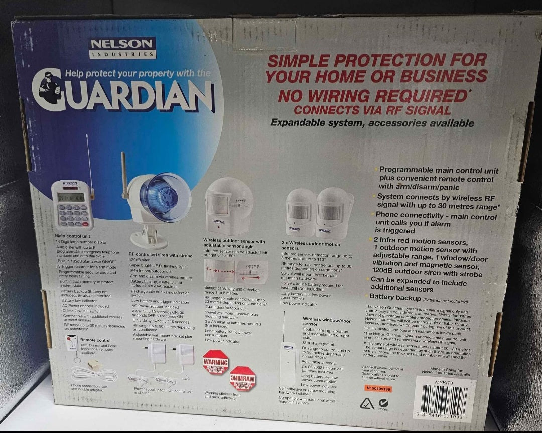 Wireless alarm security kit