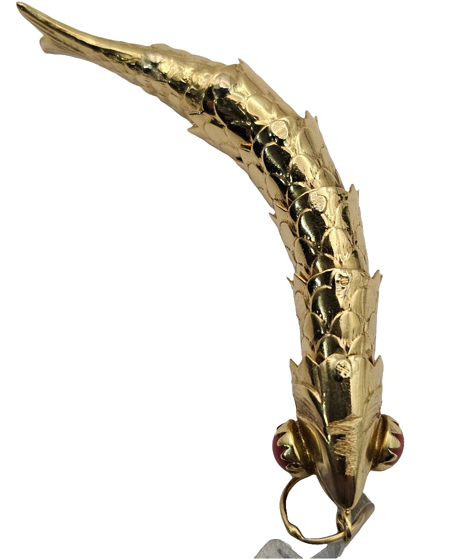 Vintage 18ct yellow gold fish pendent