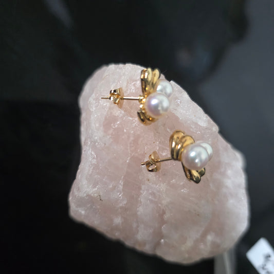 14ct yellow gold pearls Earing