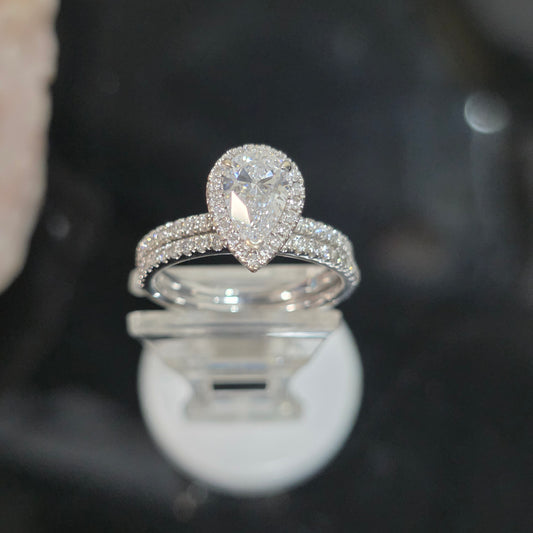 Pear ring shape lab grown diamond 1.01 carat
