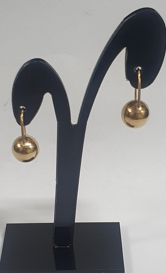 9ct  yellow gold ball earwire earing