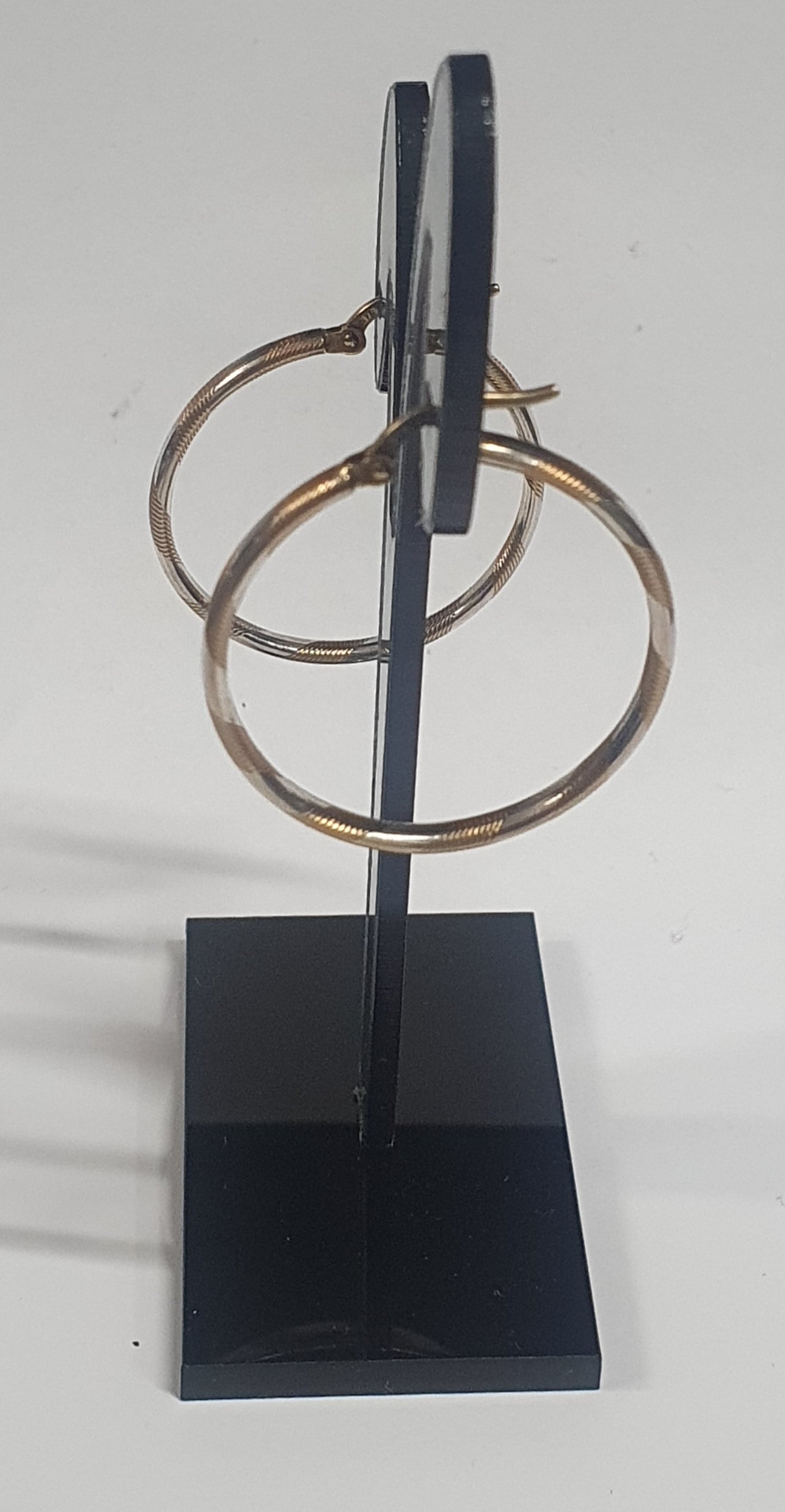 9ct yellow and white gold hoop earring