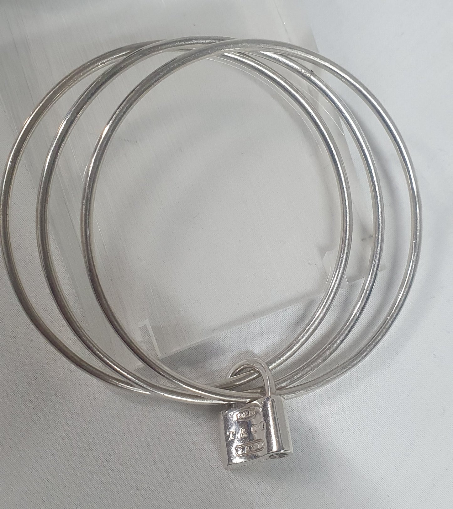 Set of three vintage tiffany&co1837 padlock bangle 925 sterling silver