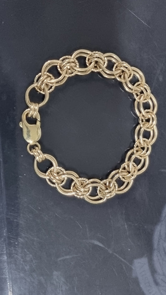 9k yellow gold Ladies Double Circle Curb Link  Bracelet