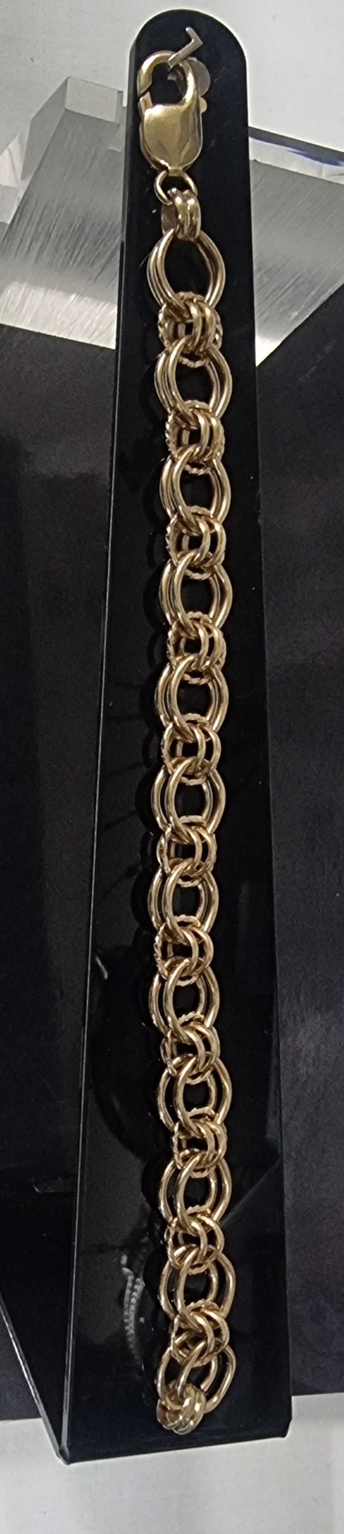 9k yellow gold Ladies Double Circle Curb Link Bracelet