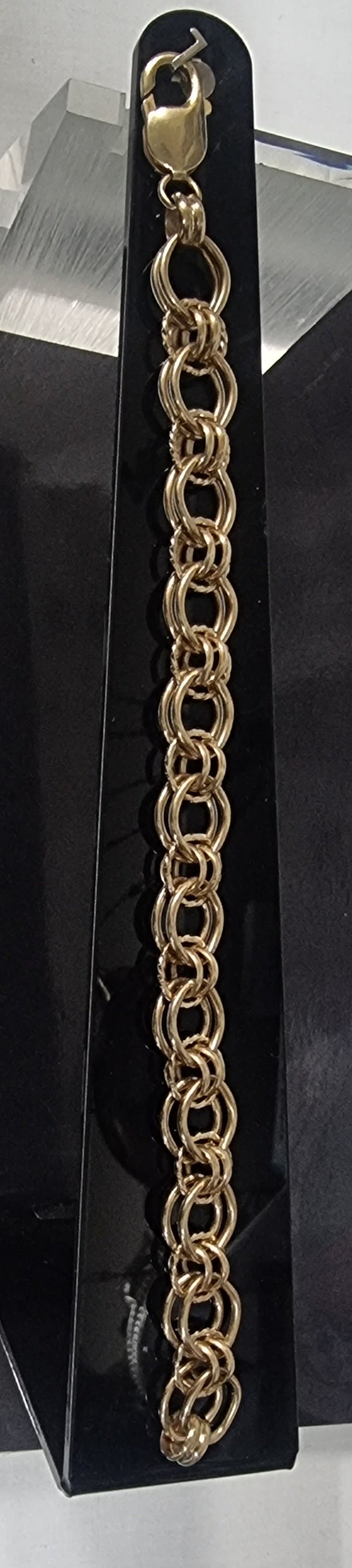 9k yellow gold Ladies Double Circle Curb Link  Bracelet