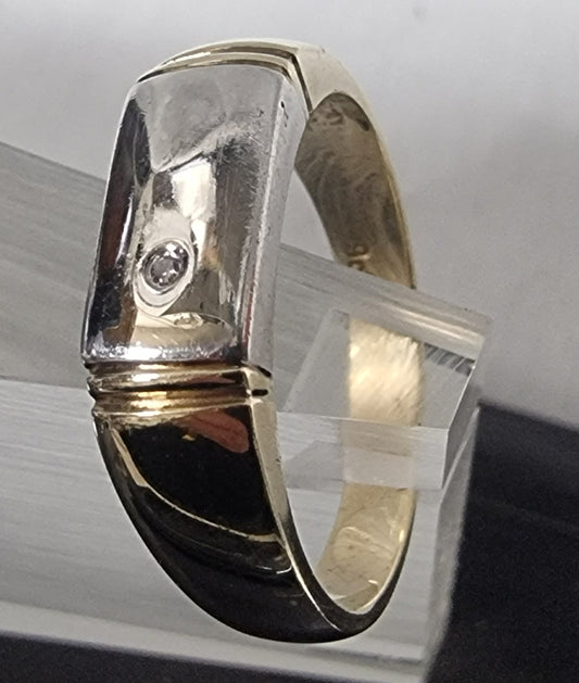 9ct mens  yellow and white gold ring