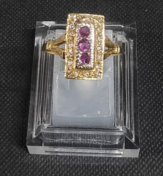 18k yellow Gold  Ruby Diamond  Ring,