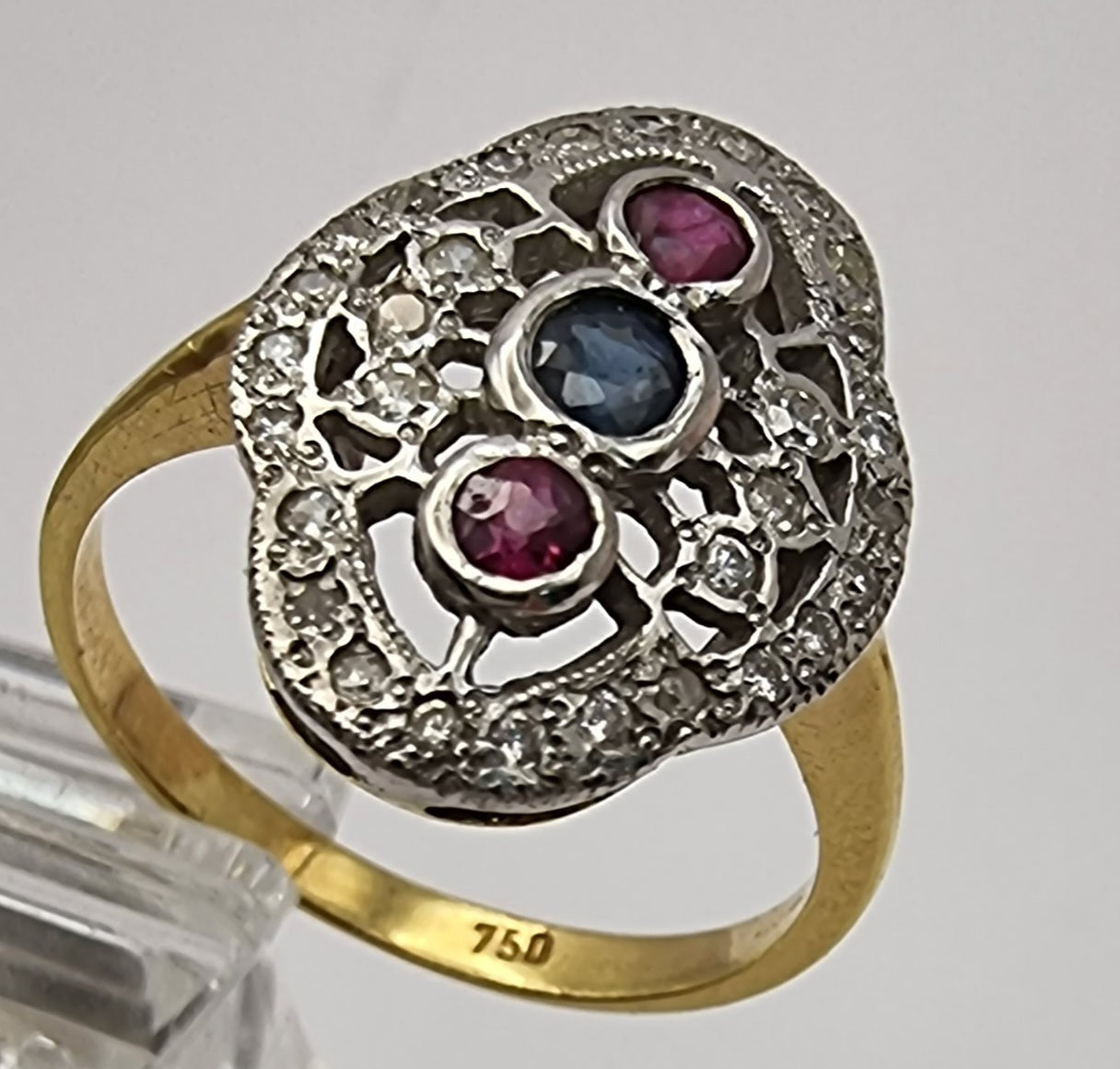 18CT  Ruby,Sapphire and Diamond ring