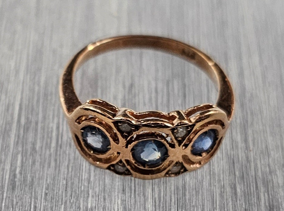 9 ct rose gold sapphire and diamond ring