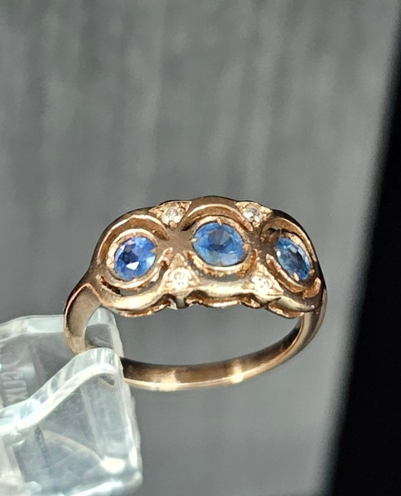 9 ct rose gold sapphire and diamond ring – Ramsgate pawnbroker
