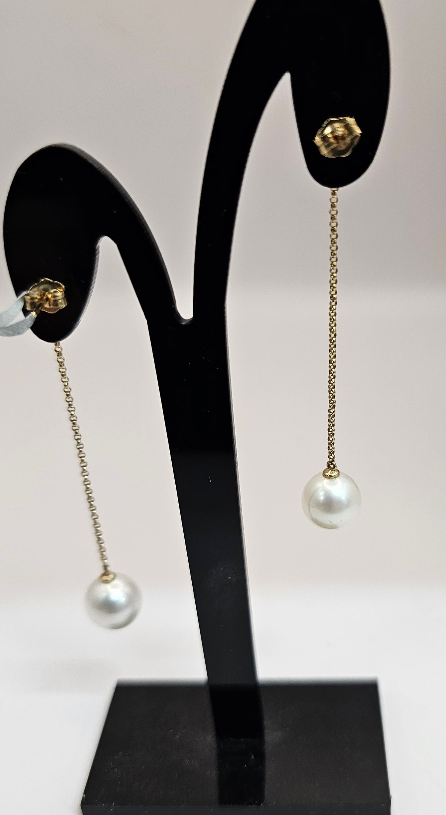 14ct gold  drop chain pearls Earing