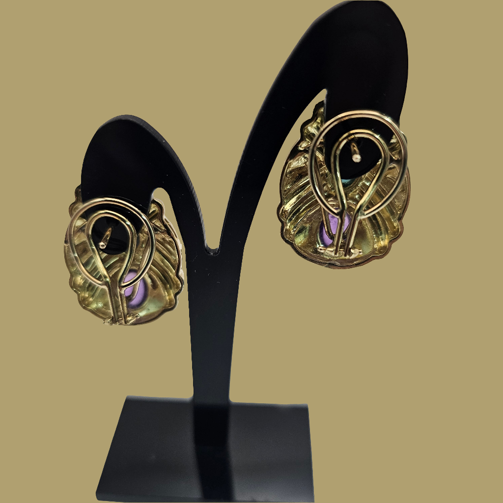 14ct yellow gold gemstone clip on Earing