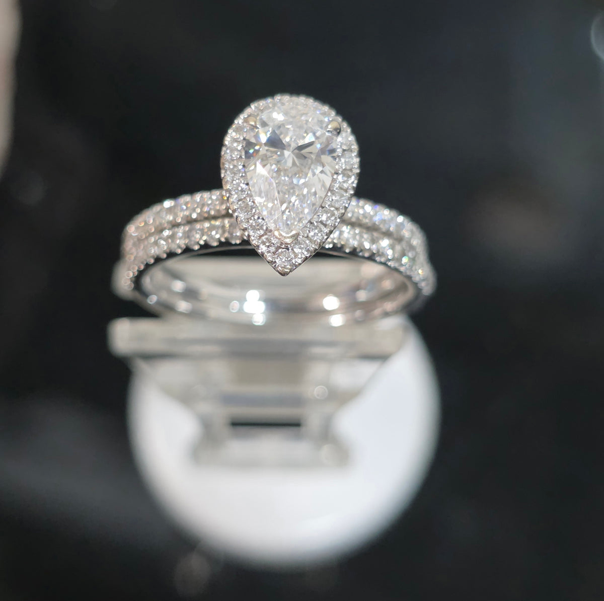Pear ring shape lab grown diamond 1.01 carat
