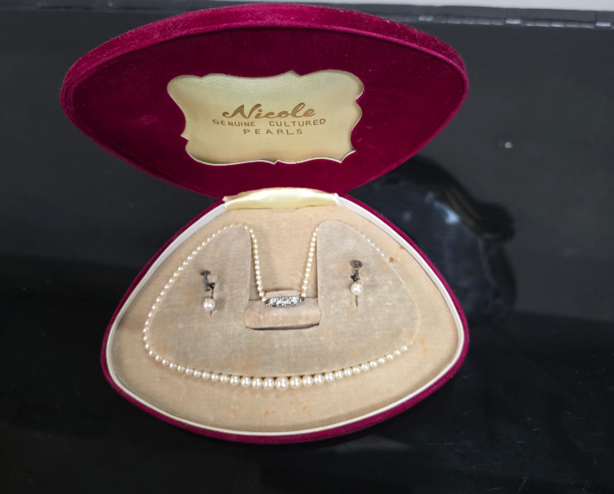 Vintage Pearls Necklace And Earing Set