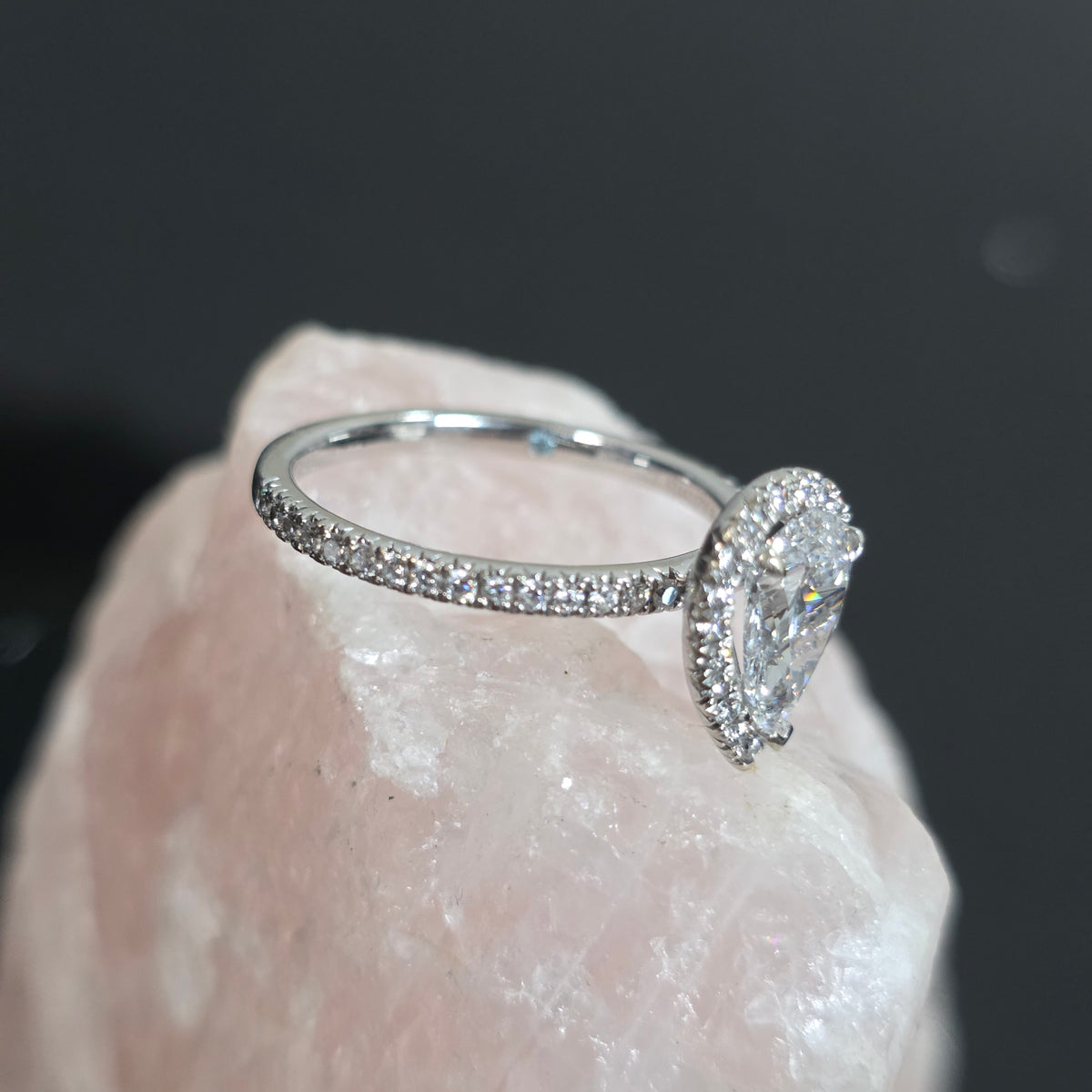 Pear ring shape lab grown diamond 1.01 carat