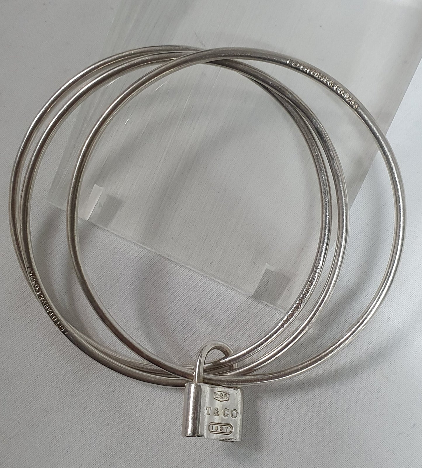 Set of three vintage tiffany&co1837 padlock bangle 925 sterling silver